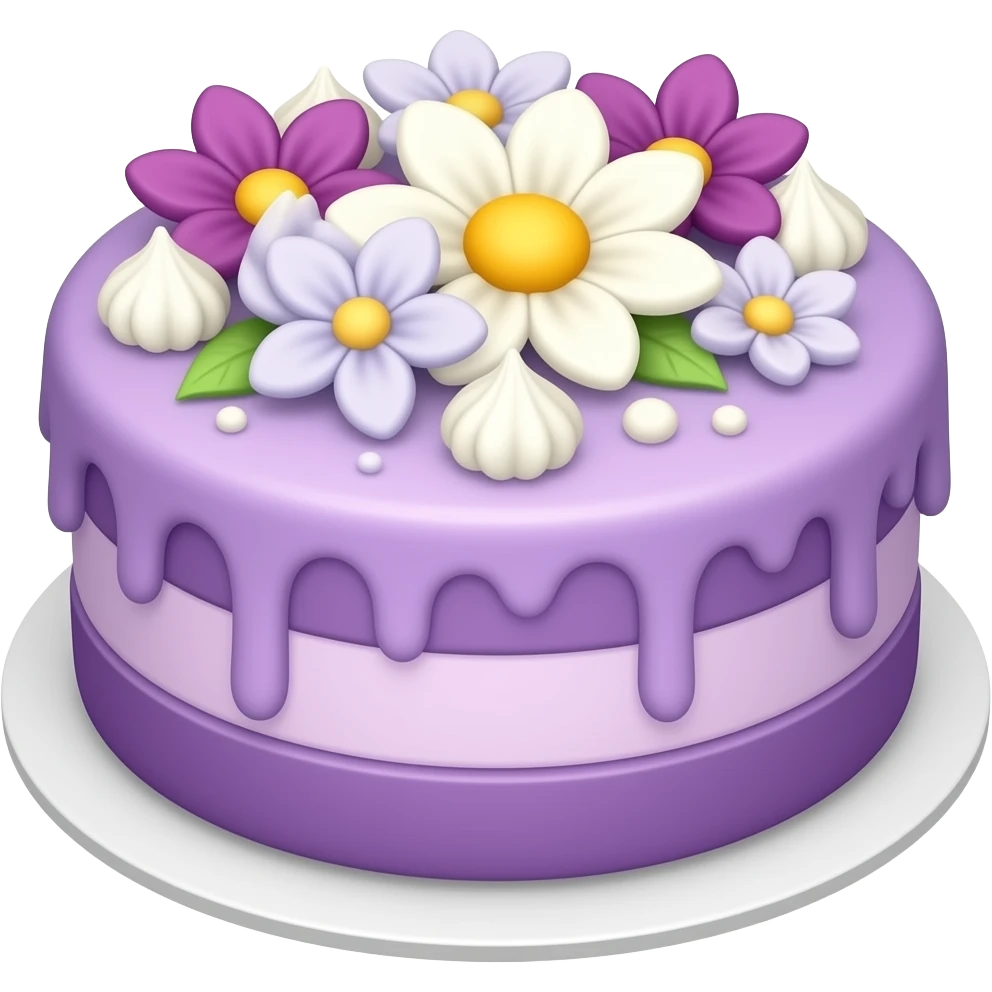 Purple cake with flowers emoji