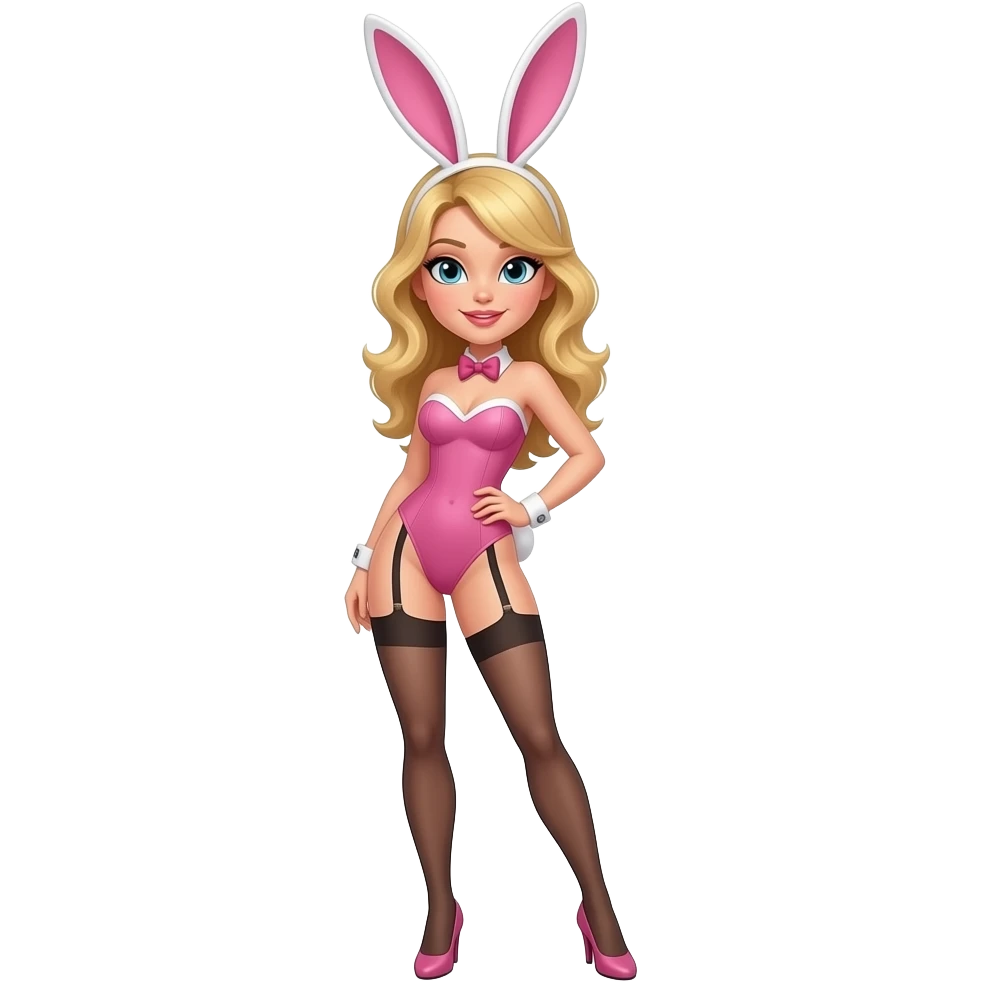 Playboy hopping cartoon girl blonde full body bunny sexy emoji