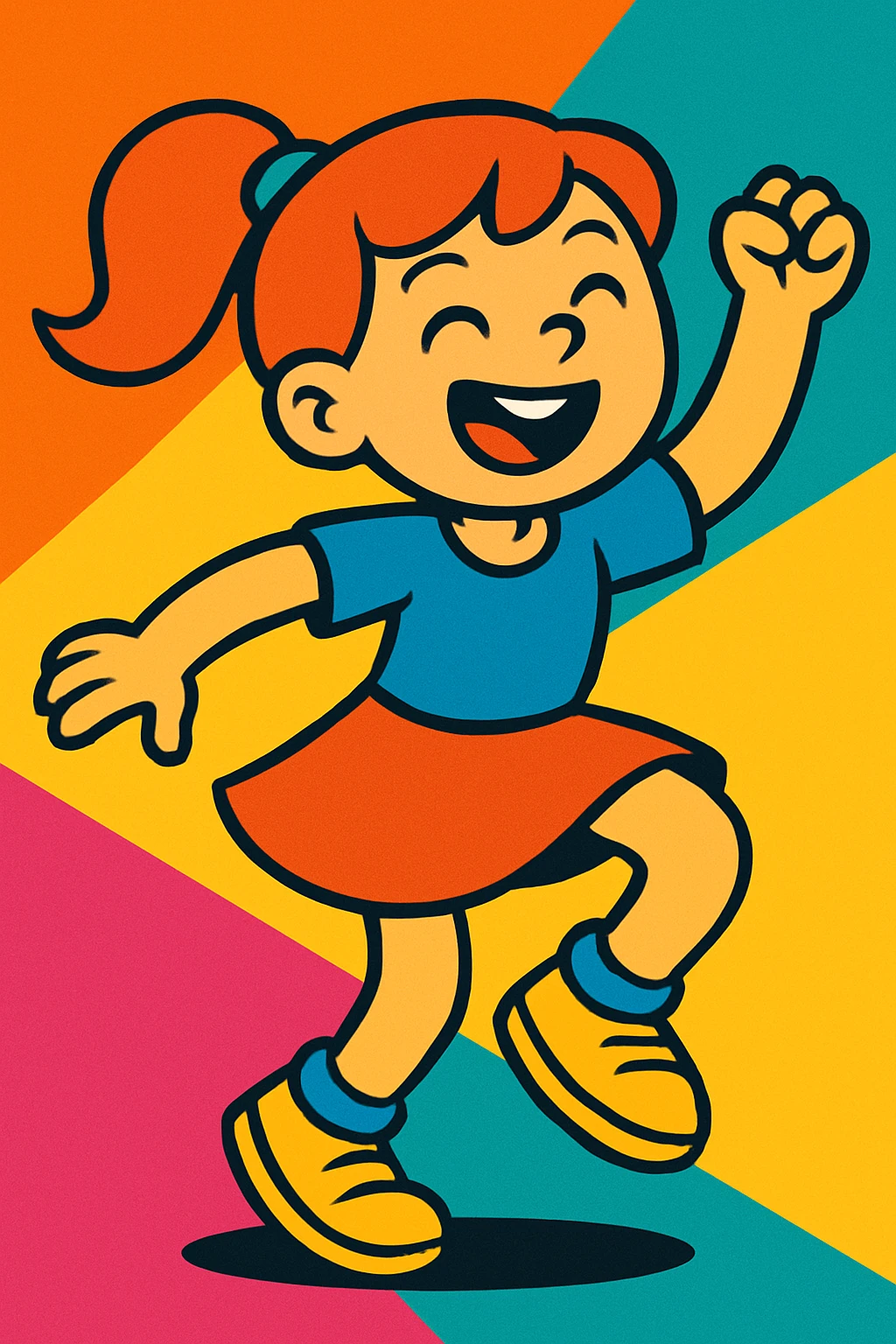 a girl dancing, vibrant cartoon style emoji