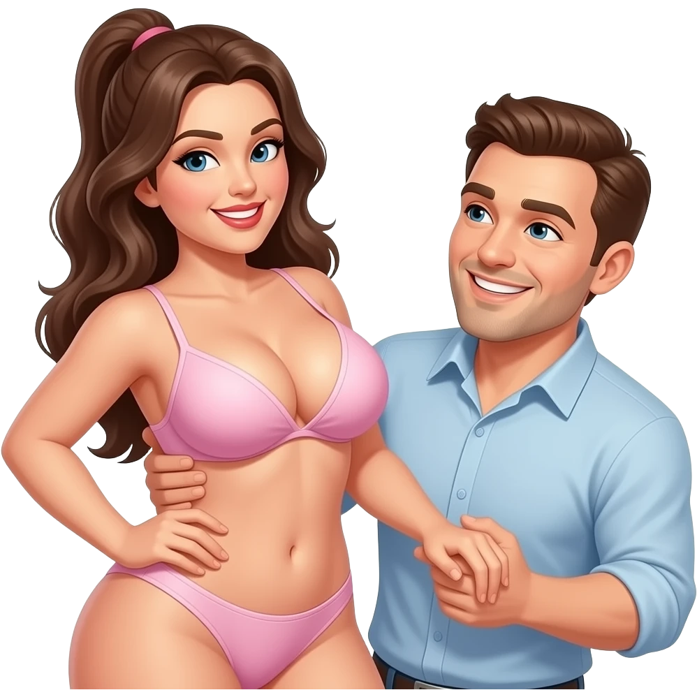 Naked Horny woman with large breasts Getting fucked by a man emoji