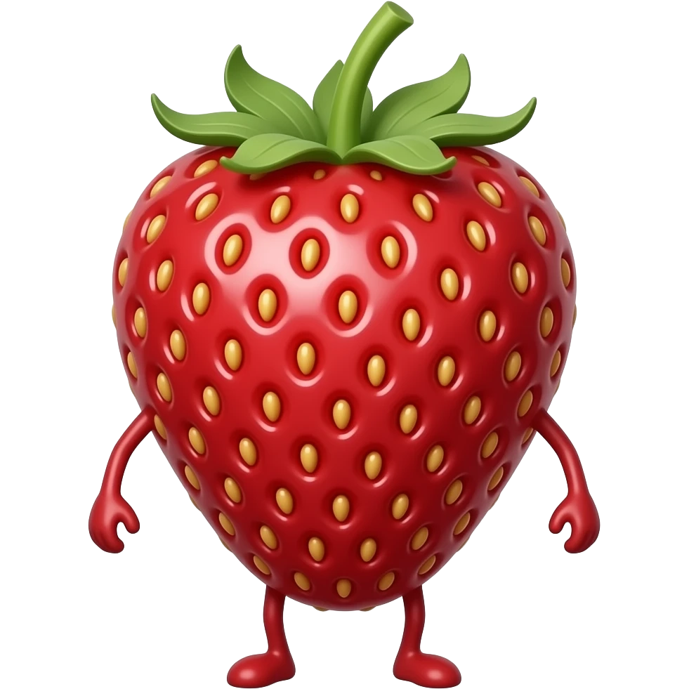 A strawberry with legs without arms emoji