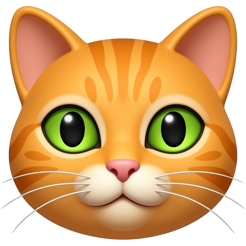 Make an orange  cat  emoji with slanted green eyes emoji
