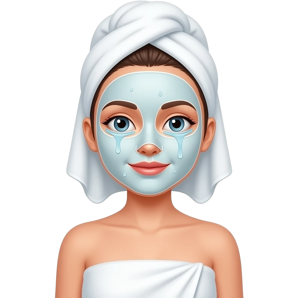 بدي ايموجي البنت الي بتعمل سكين كير وحاطه ماسك عوجها وحاطه على عيوناها المايك  العيون ورابطه شهعرها بمنشفه وجسمها بمنشفه emoji