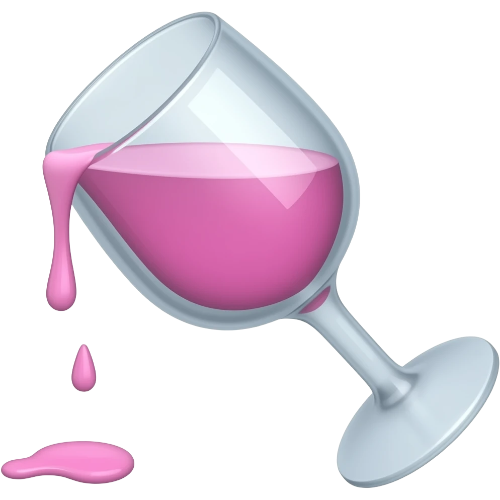 je veux que l’emoji soit incliné et que du liquide sort un peu du goblet je veux que le liquide soit rosé mauve et que ce soit un goblet en plastique emoji
