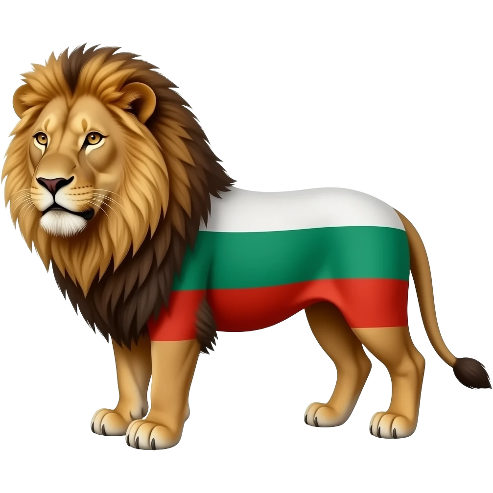 Lion with the Bulgarian flag, mas realista sin fondo emoji