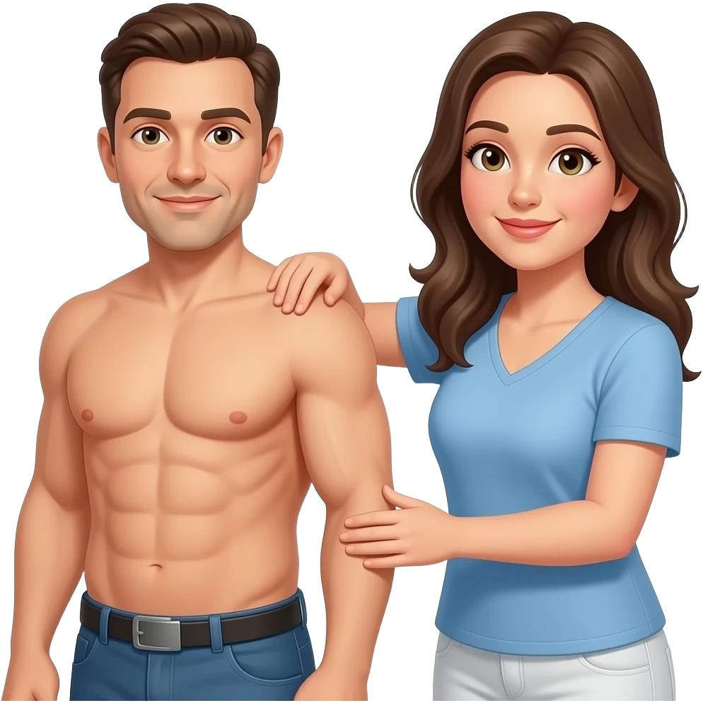 A woman massages full body of a man In bedroom emoji