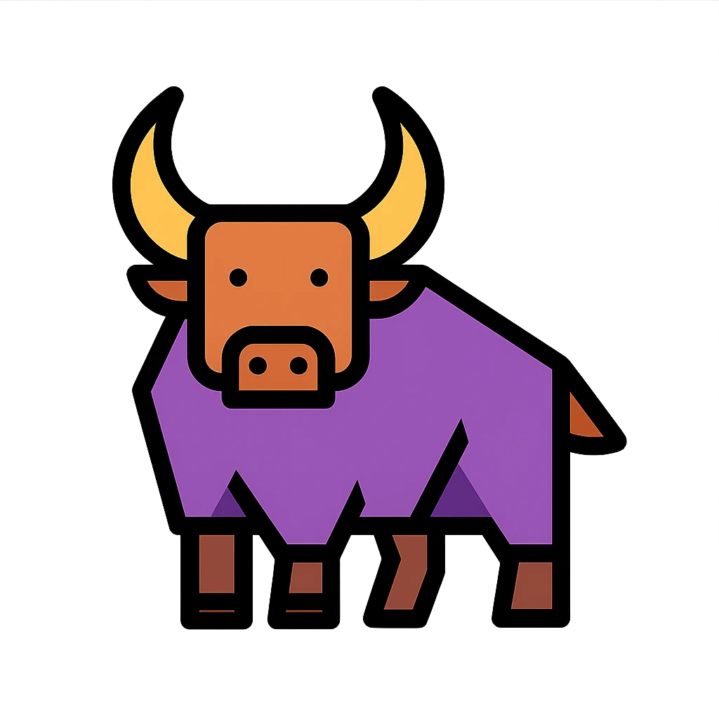geometric yak icon, basic shapes, clear lines, stylized horns, modern icon style emoji