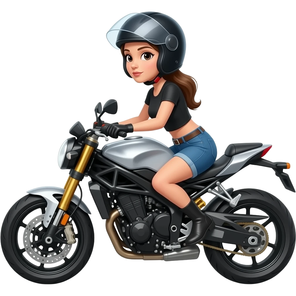 Mujer en moto y casco emoji