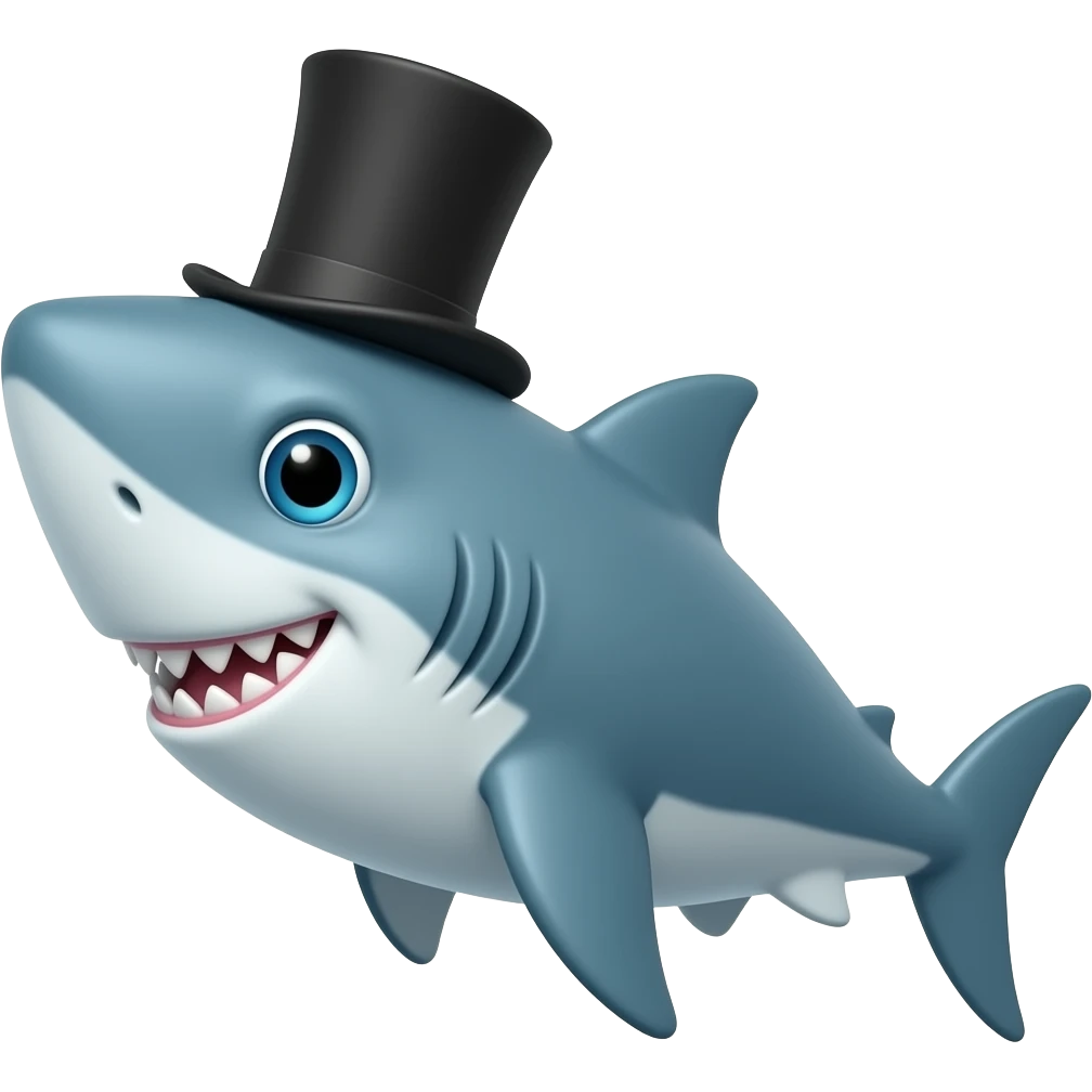 Shark with a top hat emoji