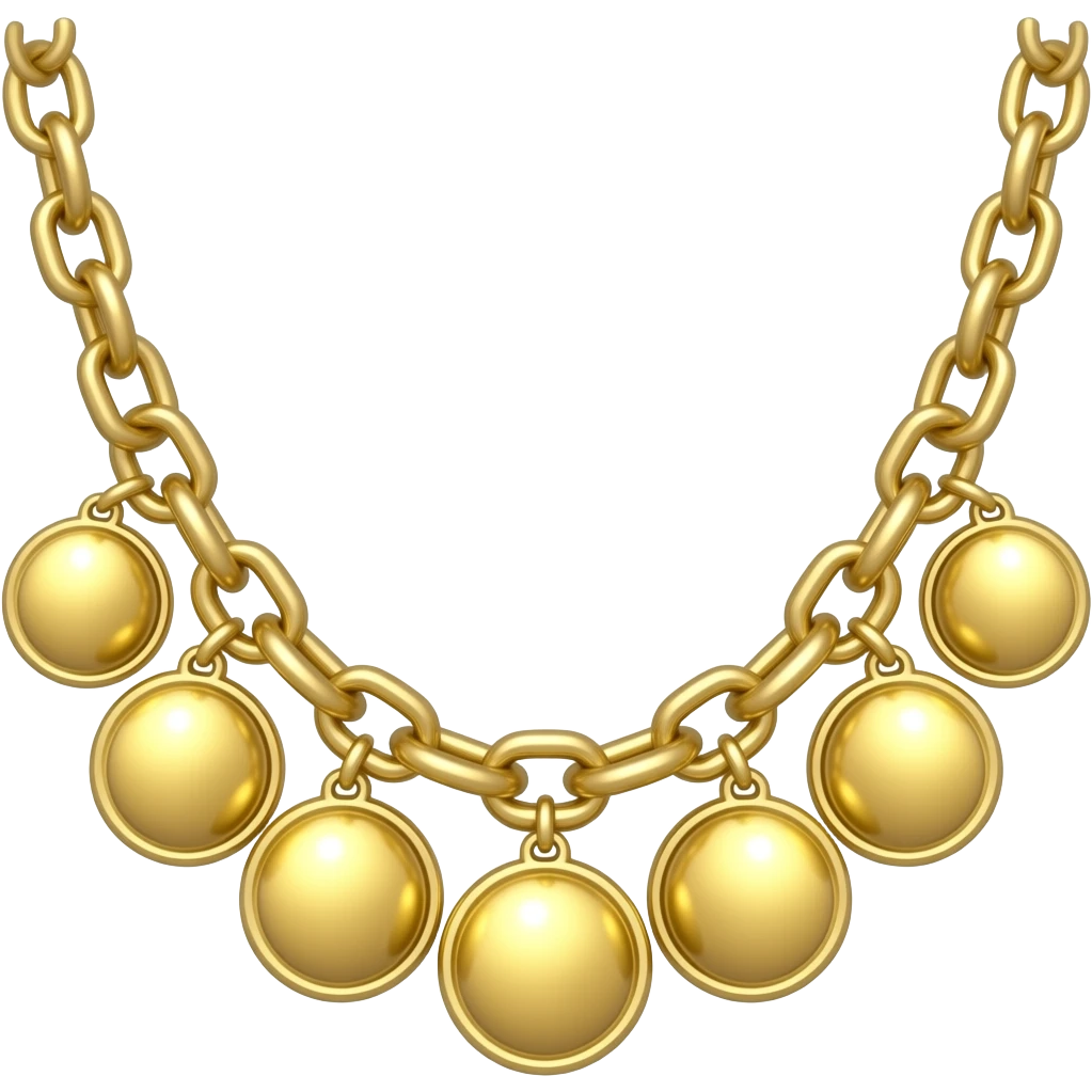 faça uma corrente cravejada de ouro com seis pingentes redondos emoji