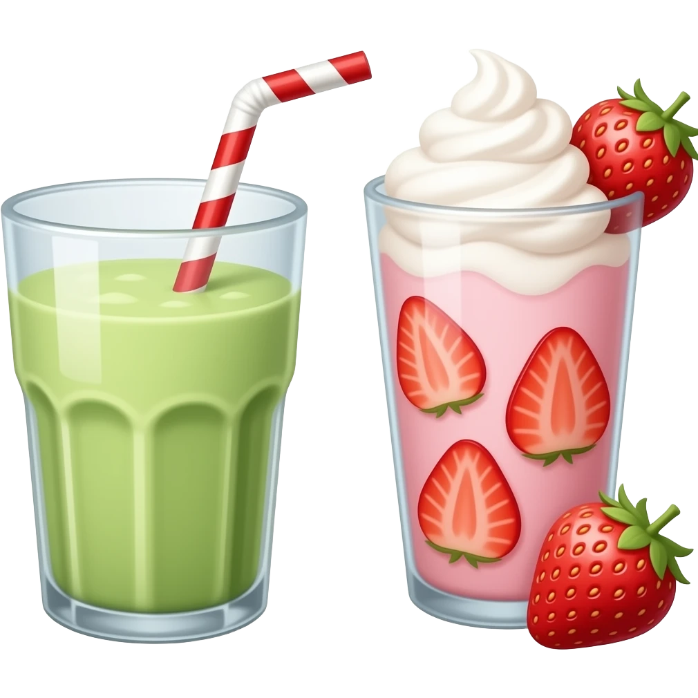 Matcha and strawberry milkshake emoji