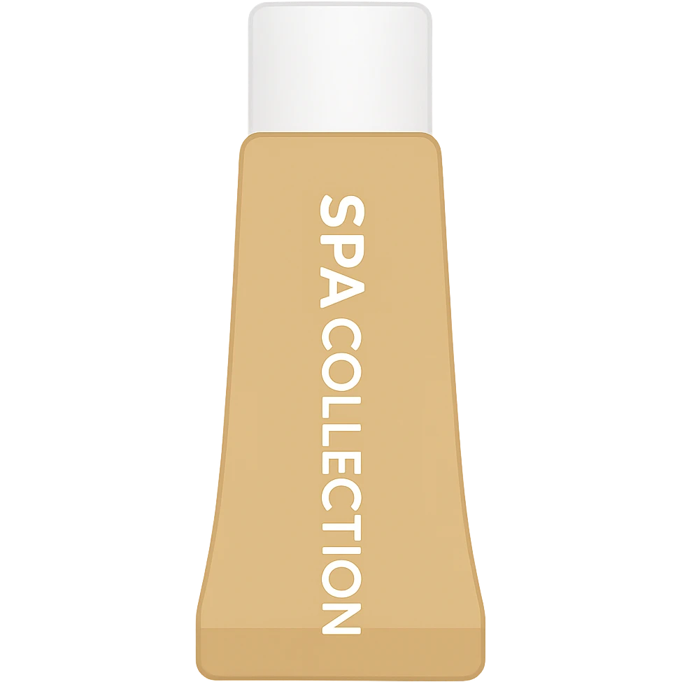 Create an emoji of a golden-beige tube labeled 'SPA COLLECTION' with a white cap and clear text. The emoji should match the shape, color, and details of the product as closely as possible in a lineal color icon style with no fill, focusing on clarity and detail. emoji