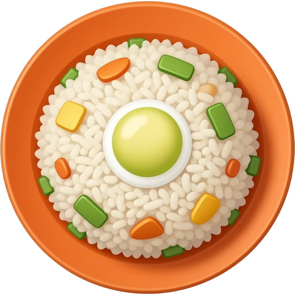  fried rice in a orange plate side emoji