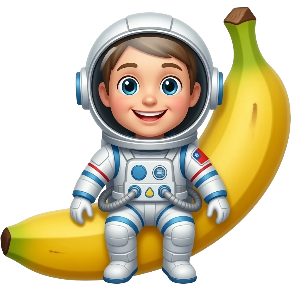 The emoji depicts a smiling space banana in a spacesuit. emoji
