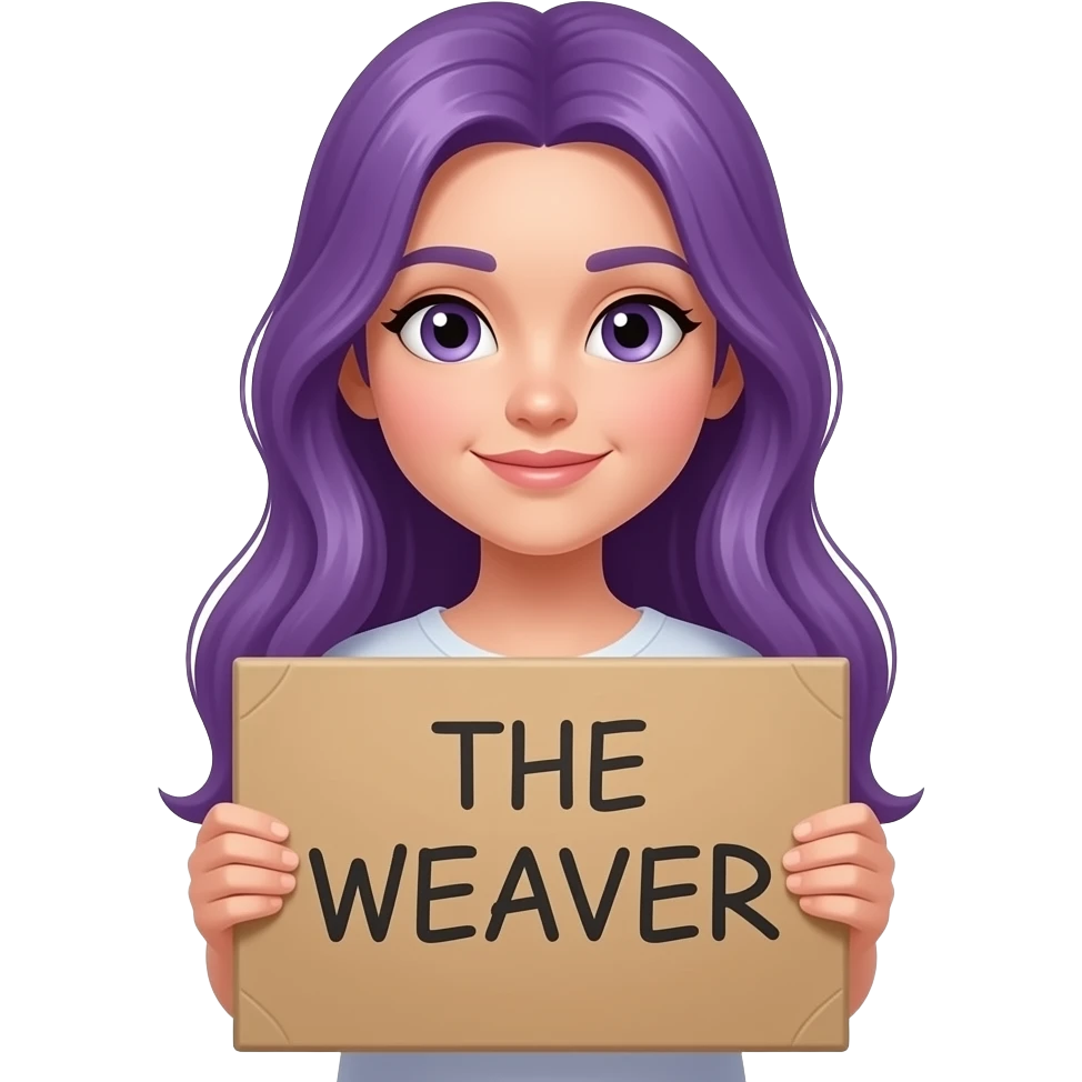 girl with long purple hair with a THE WEAVER sign emoji