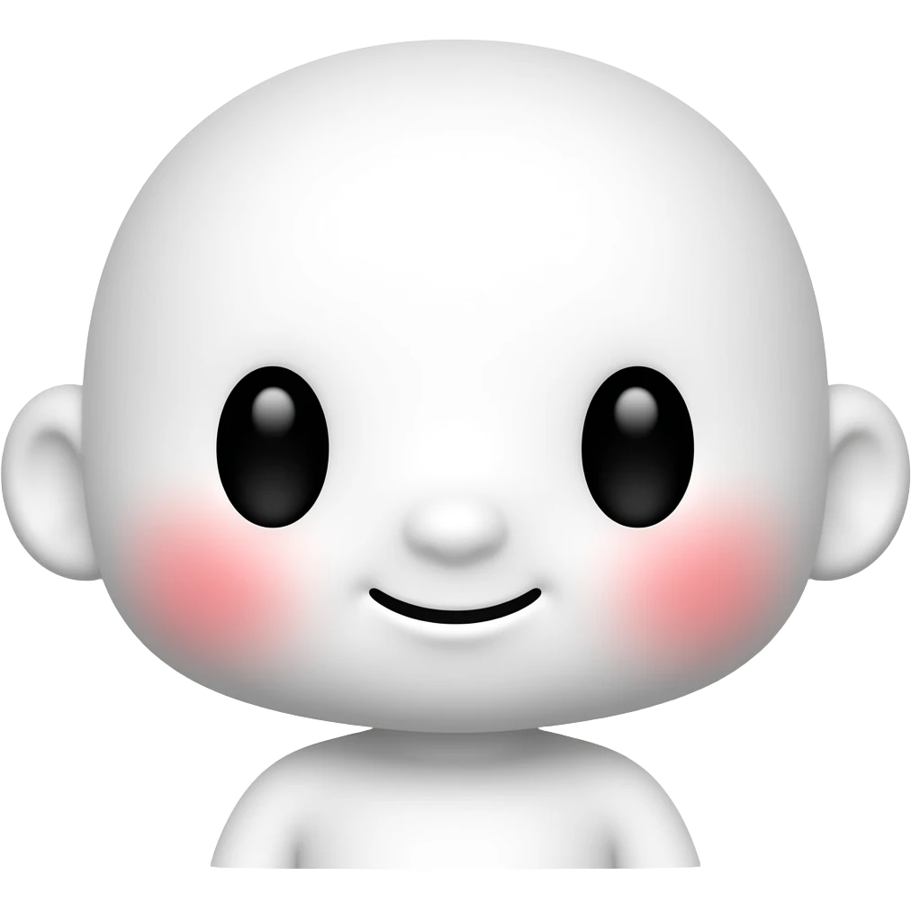 흰색 얼굴의 붉은색 홍조를 하고 있는 귀여운 만화 이모티콘 emoji