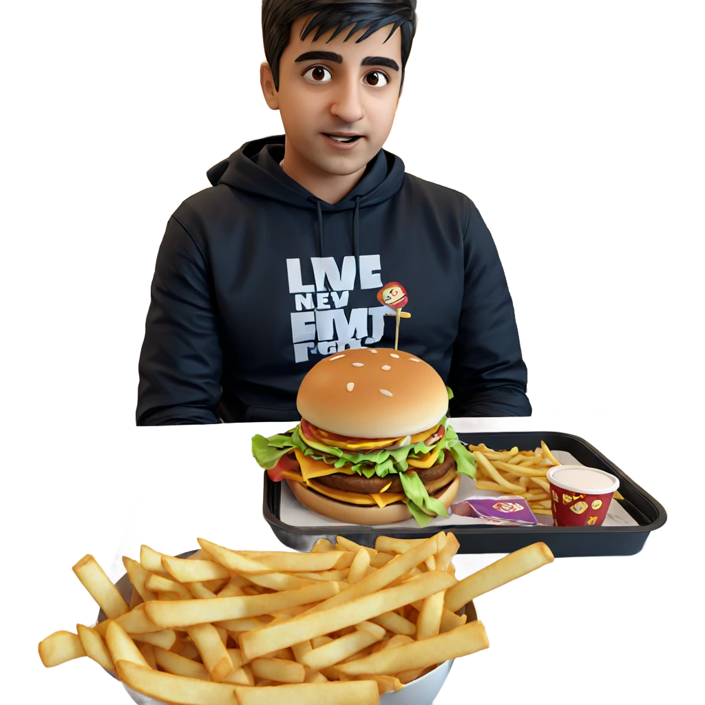 chilling with fast food emoji