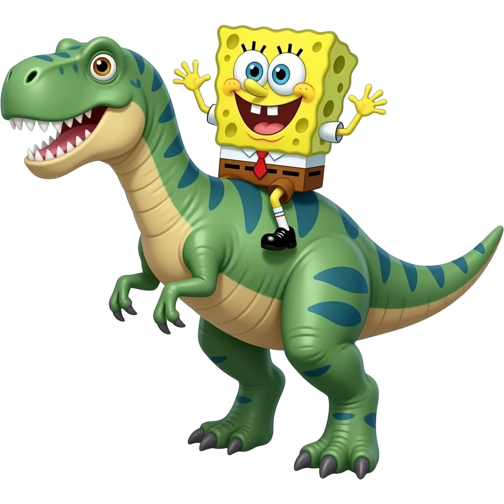 SpongeBob riding dinosaur emoji
