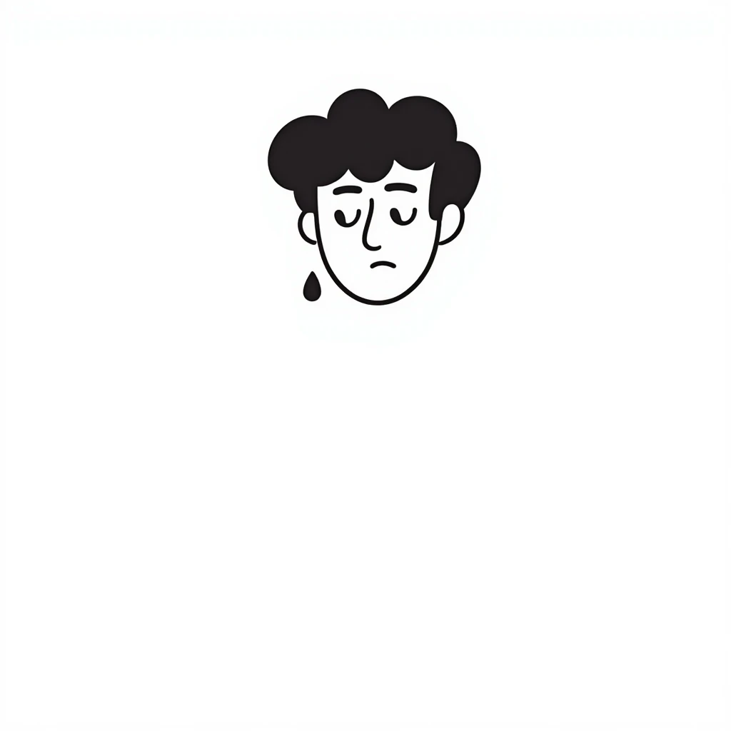 hand-drawn sad face with single tear emoji