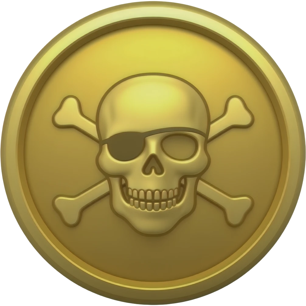 Pirates of the Caribbean gold coin necked emoji