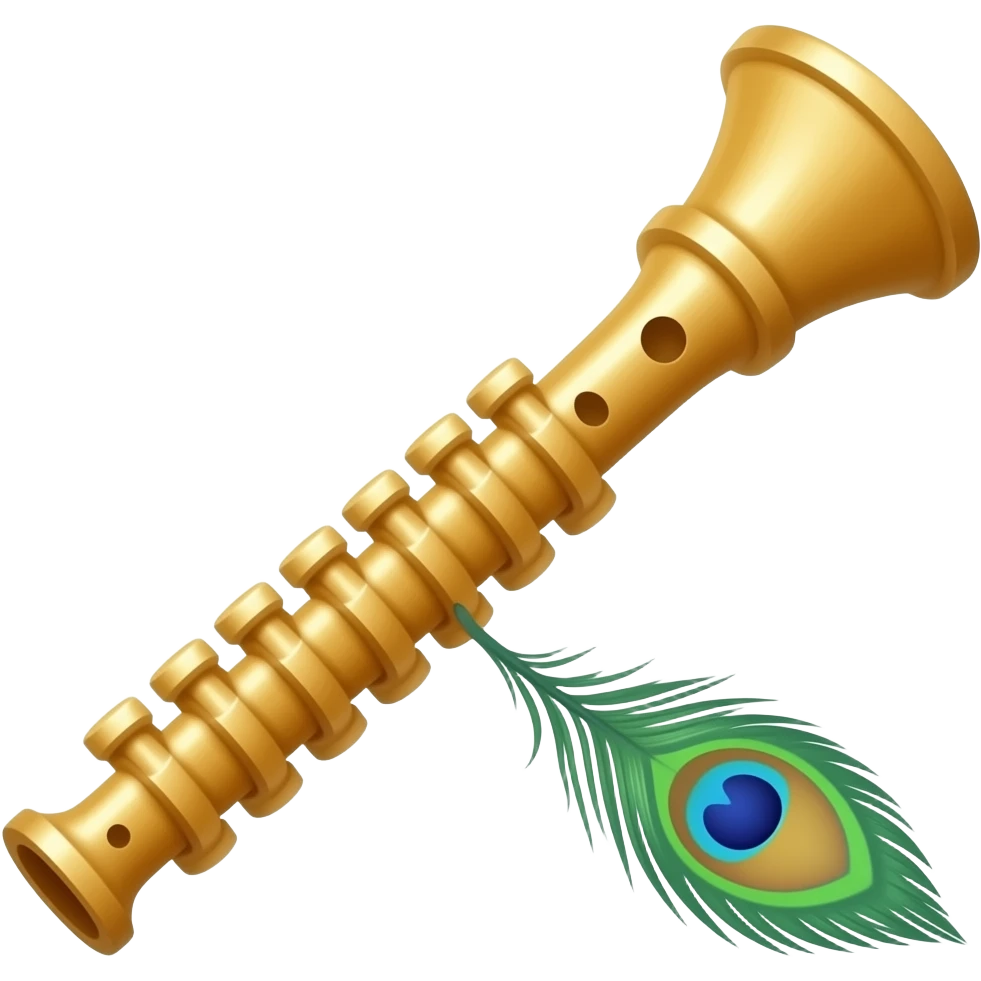 Make only the lord krishna flute with attachment of peacock feather emoji