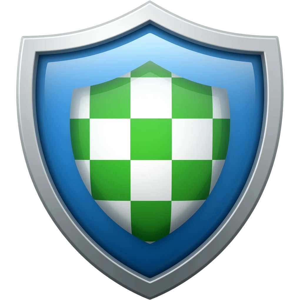 Blue shield with green check In the middle emoji