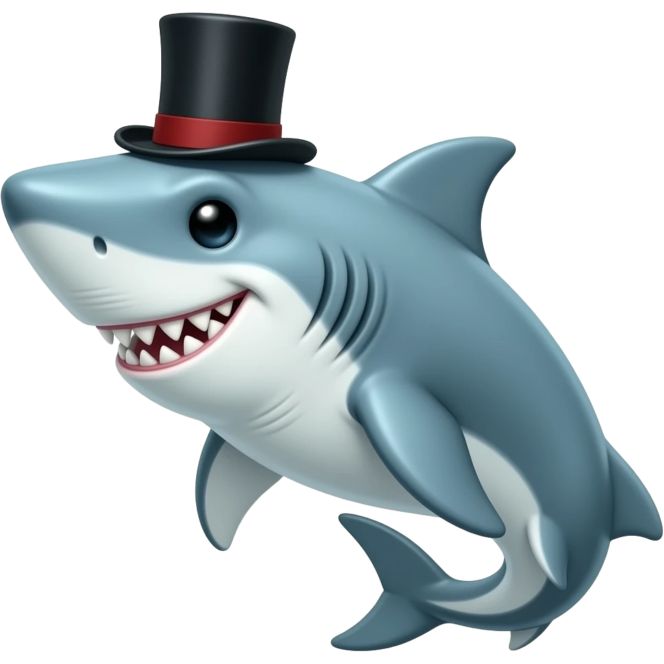Shark with a top hat emoji