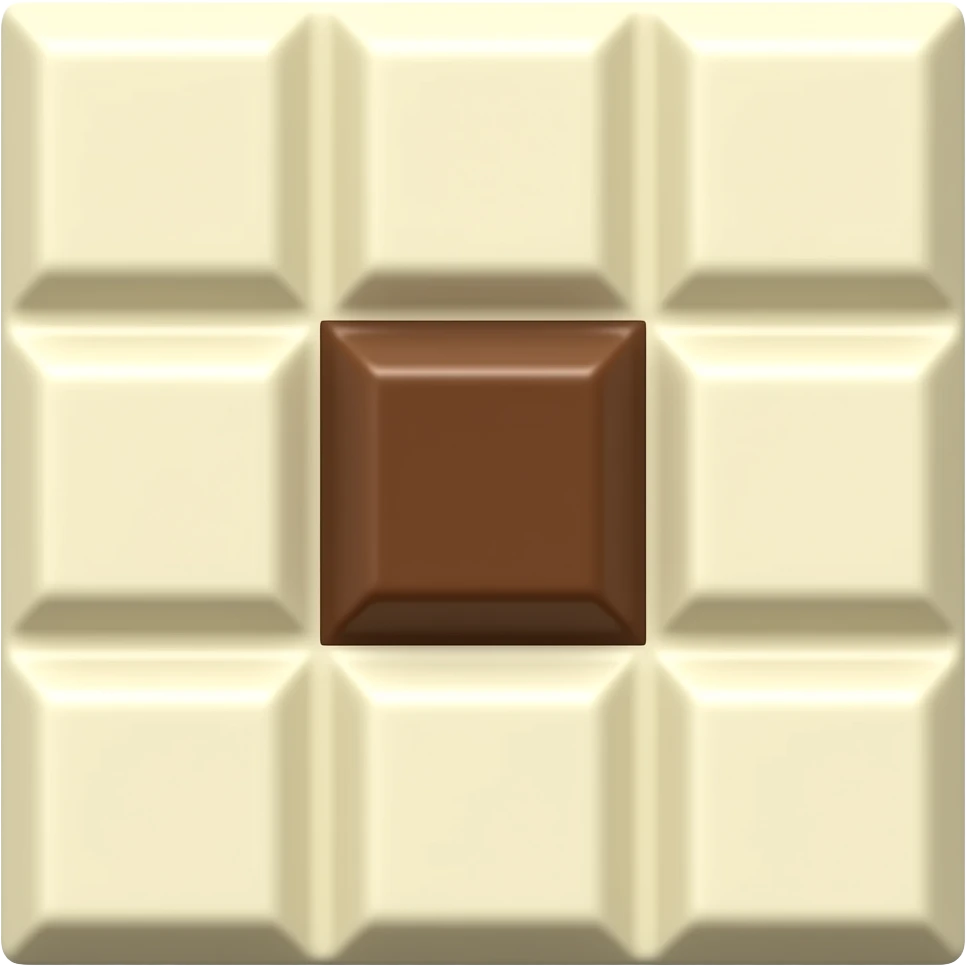 Emoji tablette chocolat blanc avec seulement le carré du centre marron emoji