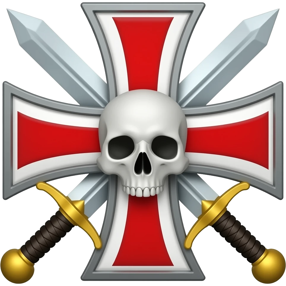 Templar cross with swords in middle and Skull emoji