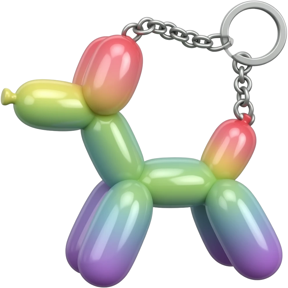 Ombré balloon dog keychains emoji