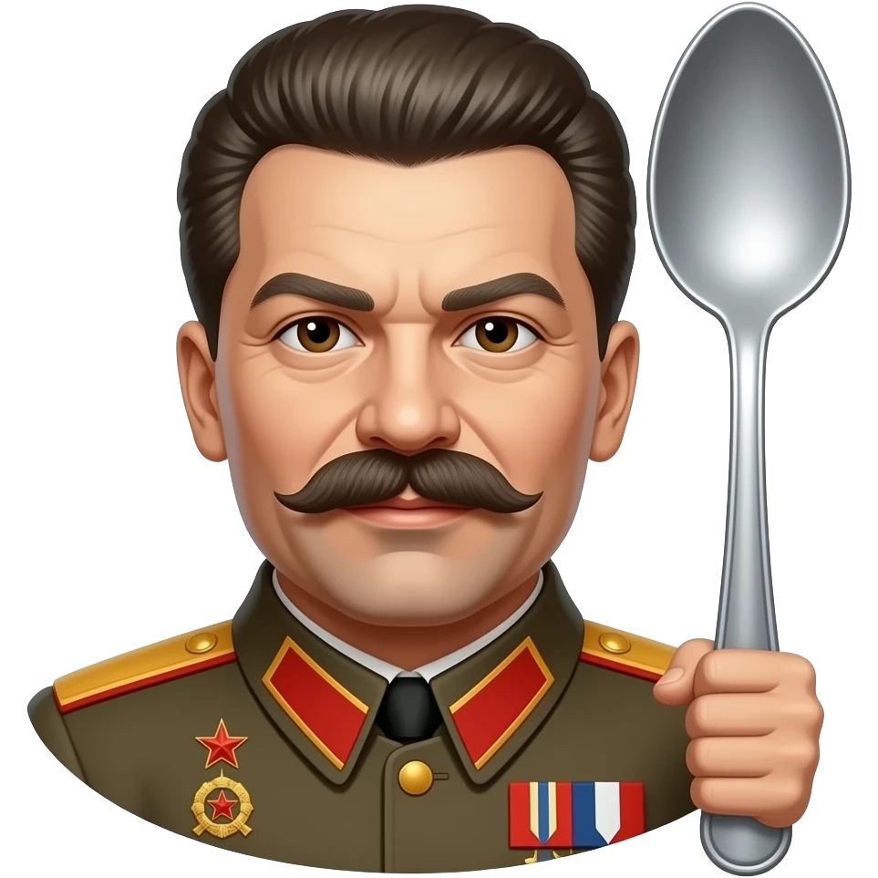 Stalin with a comically large spoon emoji