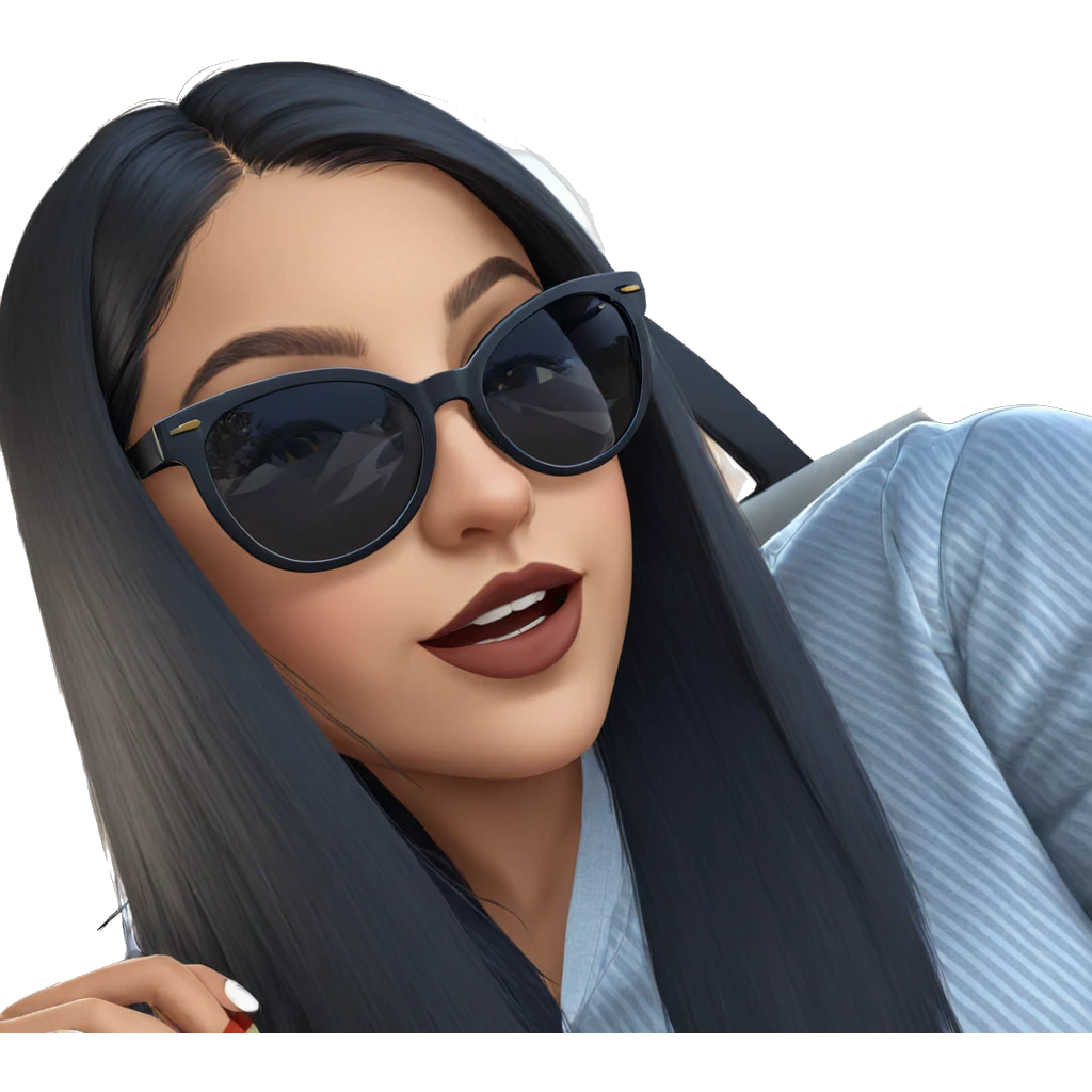 girl with sunglasses in car emoji