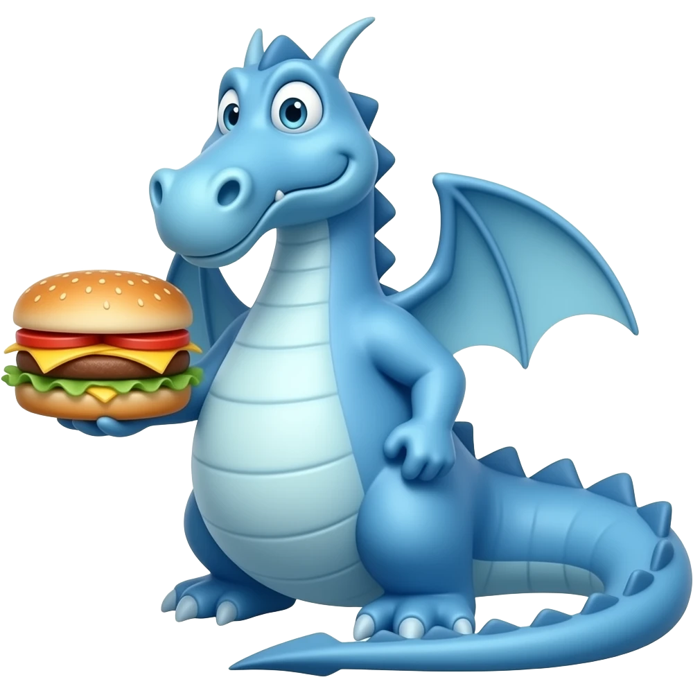 Blue dragon holding a SUBway emoji