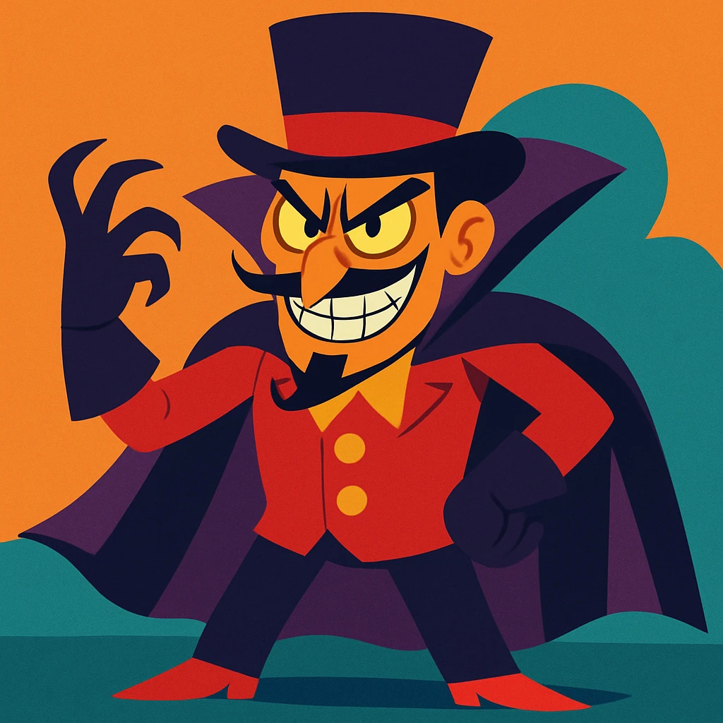 villain, colorful cartoon style, evil expression, simple background emoji