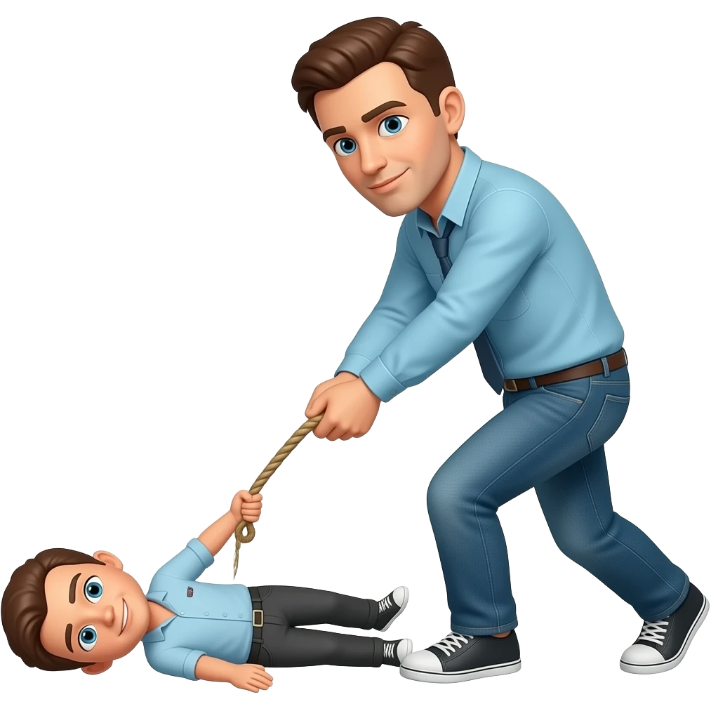 A figure dragging another figure on the floor emoji