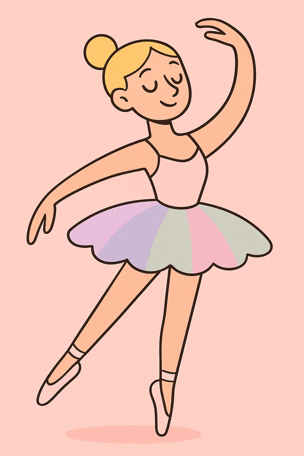 ballerina with blonde hair and white skin, elegant pose, soft pastel colors, delicate tutu, graceful expression emoji