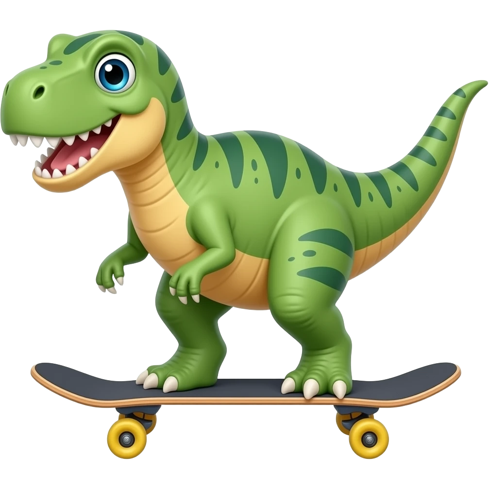 Dinosaur on a skateboard emoji