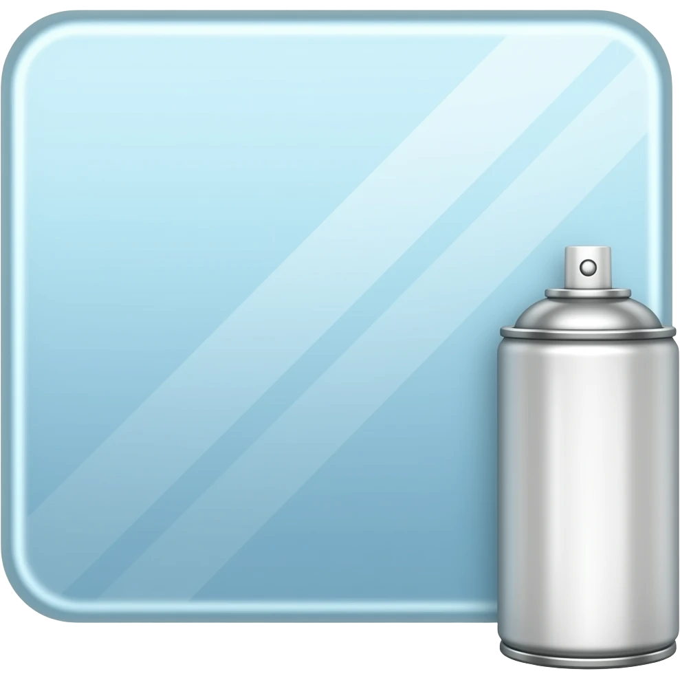 the window, and in front of it is a spray can, slightly to the right emoji