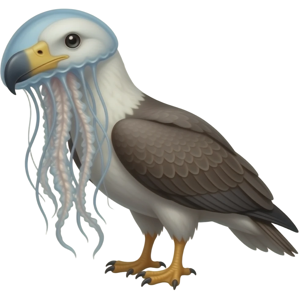 Half deap sea jellyfish body with half albatross body mixed emoji