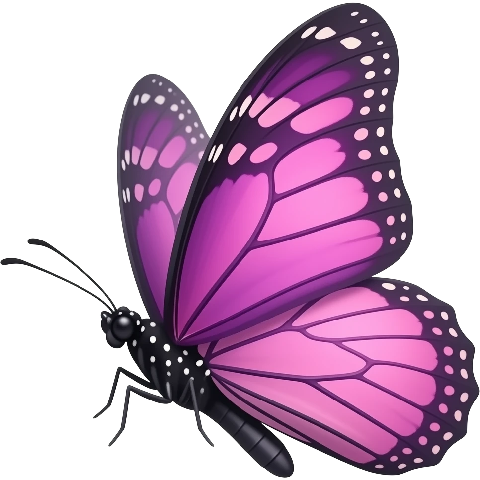 Angled left Purple and pink butterfly emoji