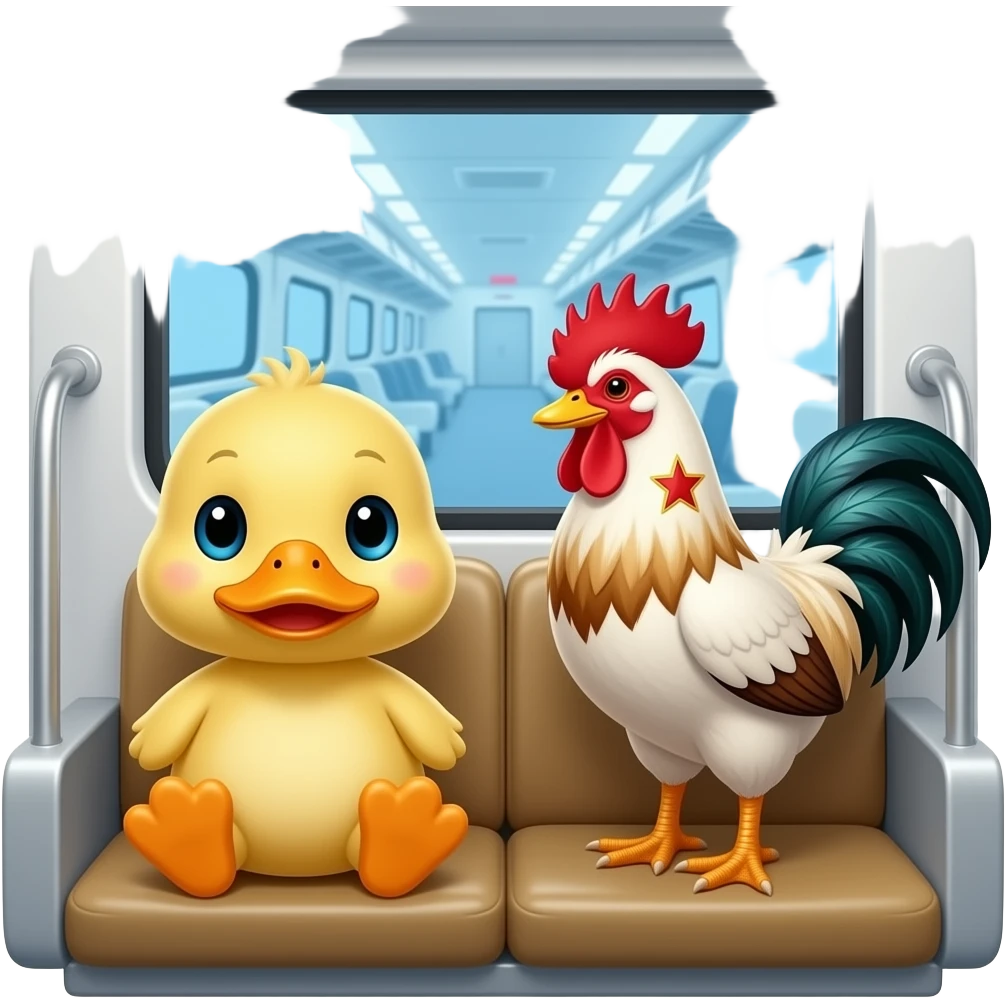 Babyente auf ner Reise im ICE Zug und neben ihr DDR Hahn emoji