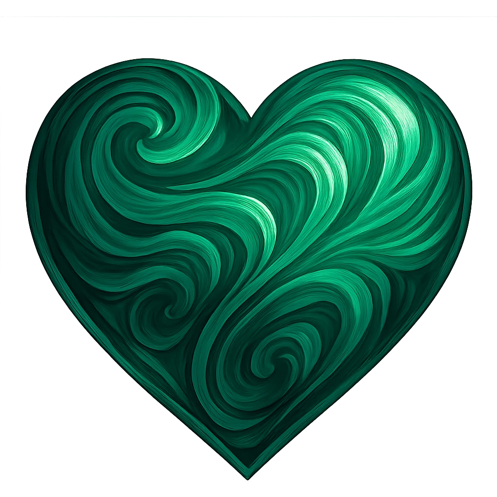 heart with a swirling emerald pattern, digital illustration emoji