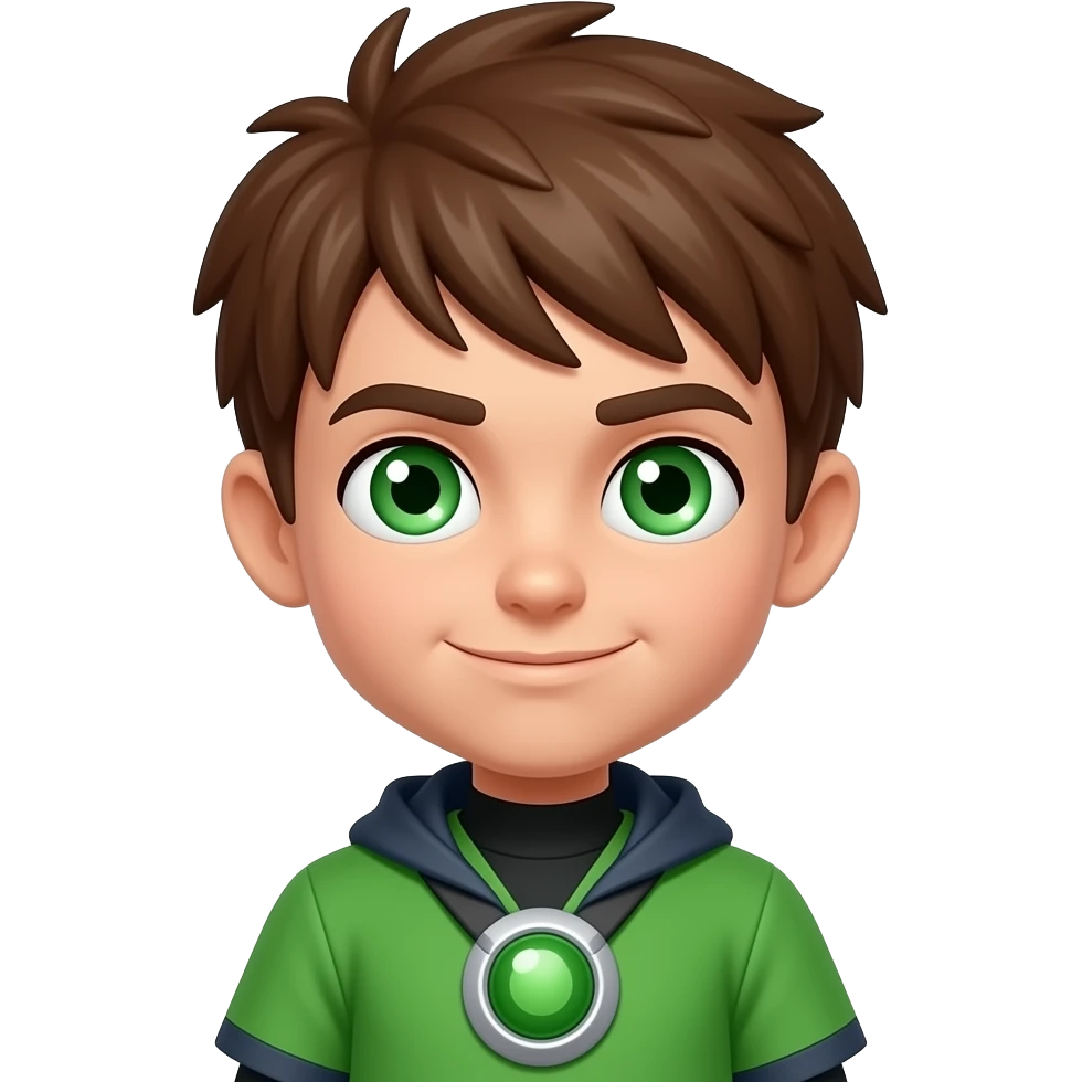 Ben. 10. Es. Un. Chico.  Con. El. Omnitrix. Hey. Lotine. En. Muñeca. Ojos. Verdes emoji