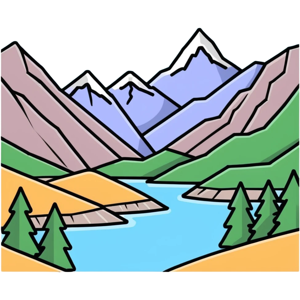 Mountains with a orange keep emoji