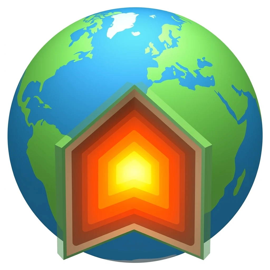 cross section of the earth (round). the core is visible and so the other layers (crust and mantle) emoji