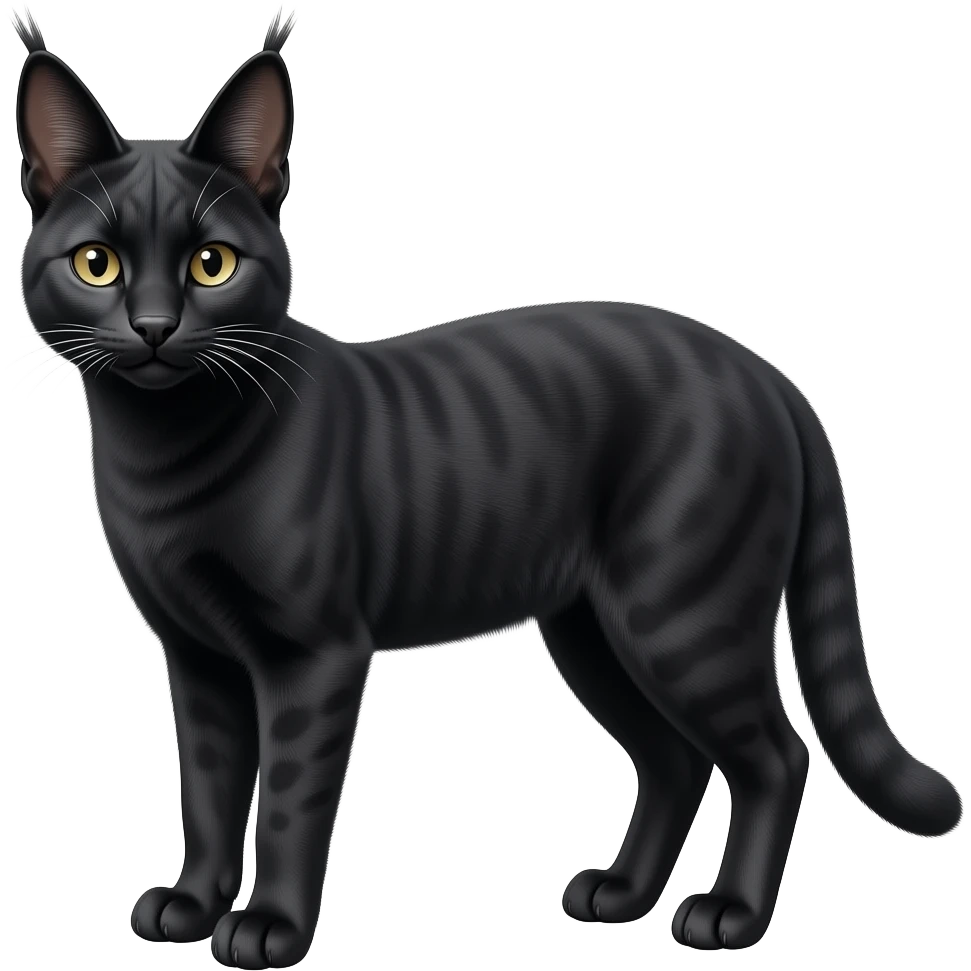 Black Melanistic iridescent Realistic Serval-Caracal-hybrid-fusion emoji