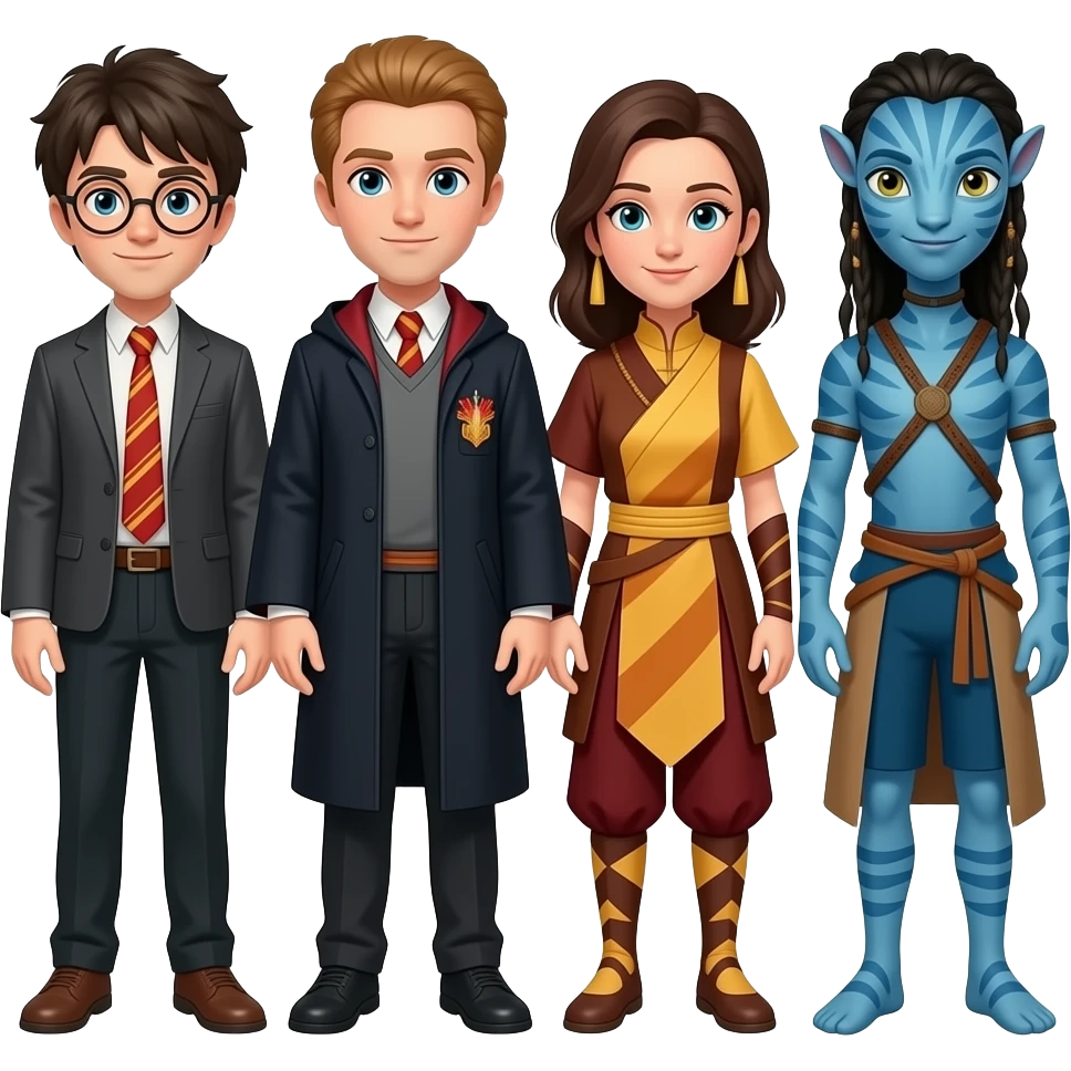 harry potter cast dressed as avatar the last airbender cast emoji