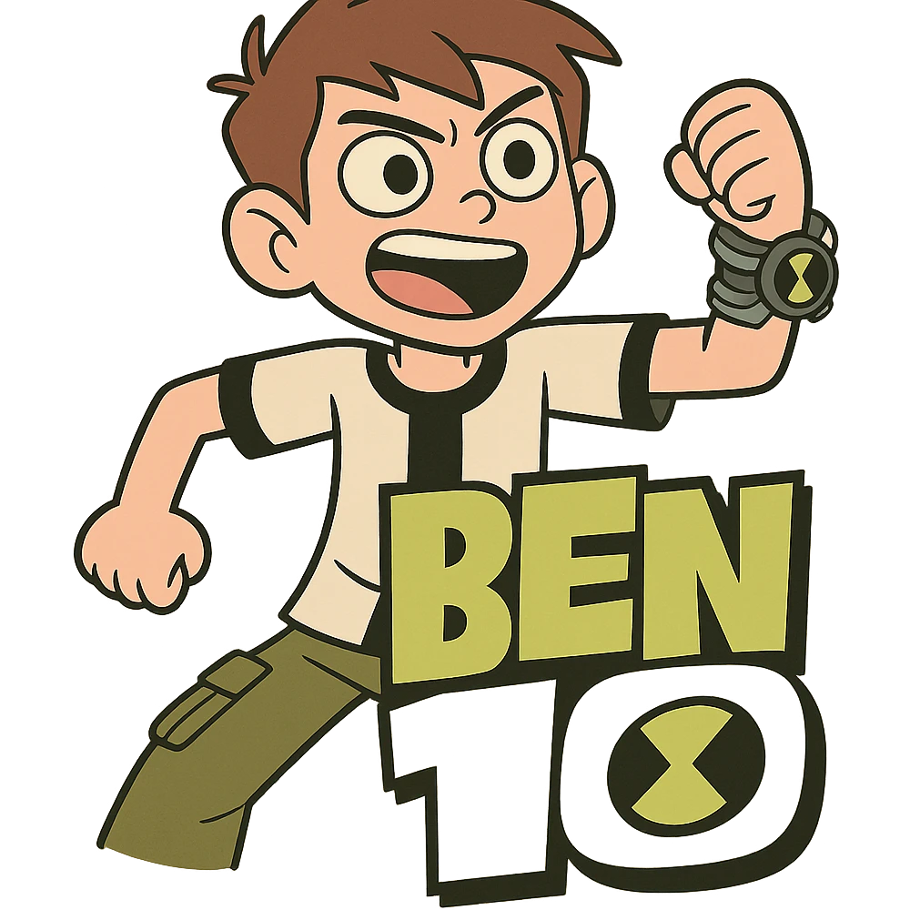 Ben 10 logo, bold green and black, cartoon style, energetic, suitable for a kids' show emoji