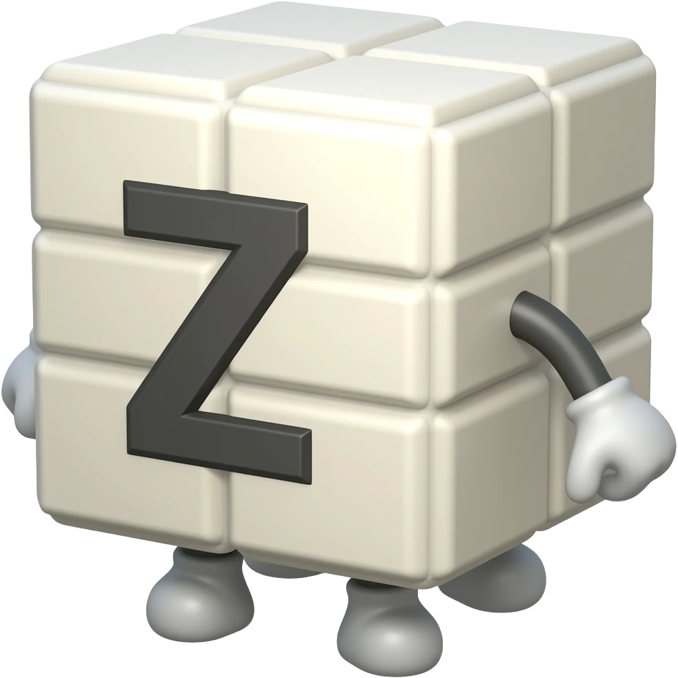 Z on a cube with legs without arms emoji
