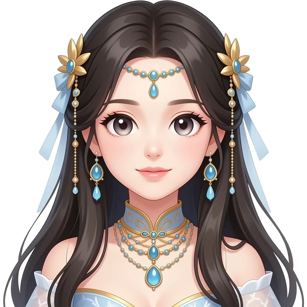 Pretty beautiful animesque style anime gorgeous aesthetic lady with many details and accessories emoji